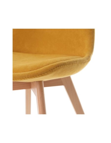 Silla MARA, Plástico / Madera Haya / Mostaza