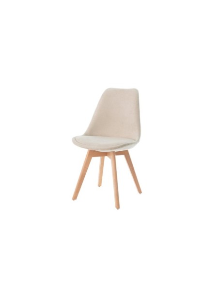 Silla MARA, Plástico / Madera Haya / Beige