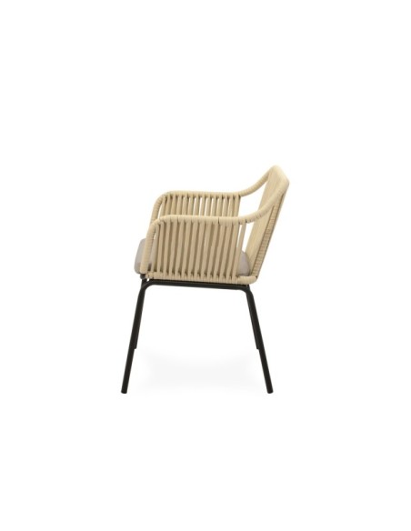 Silla Exterior PENELOPE, Textil / Acero / Cuerda / Negro