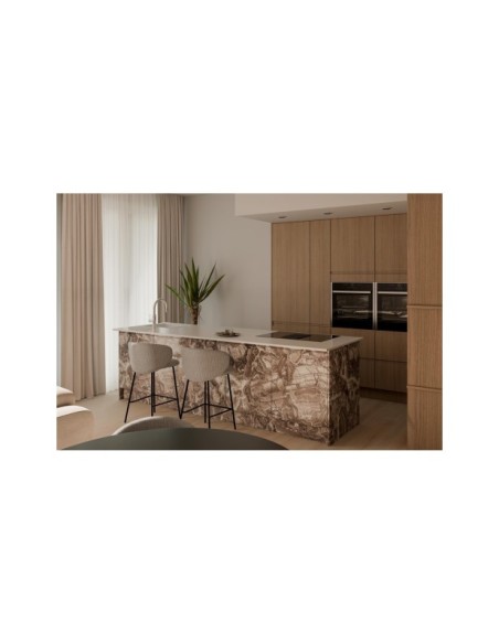 Taburete Alto RENATE 66 cm, Textil / Metal / Taupe