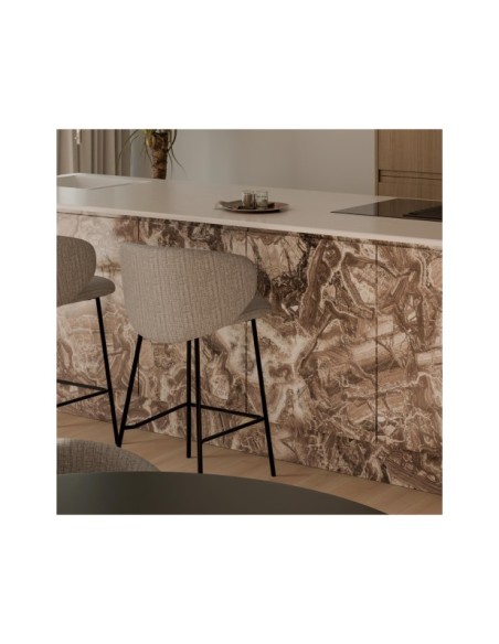 Taburete Alto RENATE 66 cm, Textil / Metal / Taupe