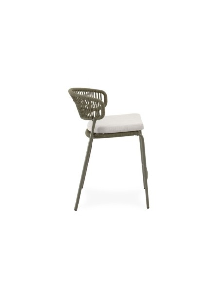 Taburete Alto Exterior RANDY 68 cm, Textil / Acero / Cuerda / Verde