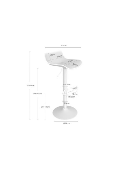 Taburete Alto Regulable BLONDE 60/80 cm, Metal / Plástico / Negro