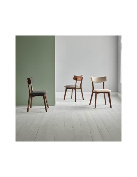 Silla ANNE, Textil / Madera / Chapa de Nogal / Nogal / Gris Oscuro