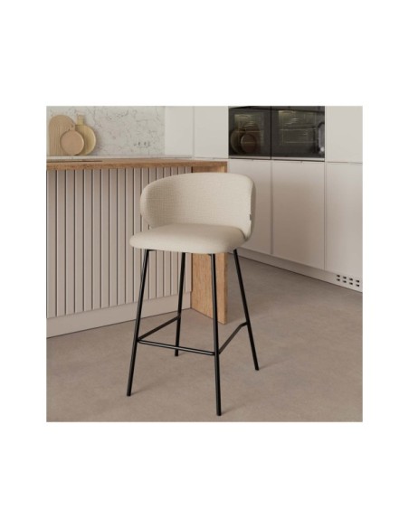 Taburete Alto RENATE 66 cm, Textil / Metal / Beige