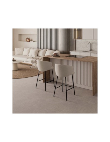 Taburete Alto RENATE 66 cm, Textil / Metal / Beige