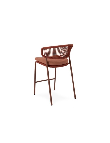 Taburete Alto Exterior RANDY 68 cm, Textil / Acero / Cuerda / Terracota