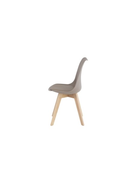 Silla RHINA, Plástico / Haya / Beige