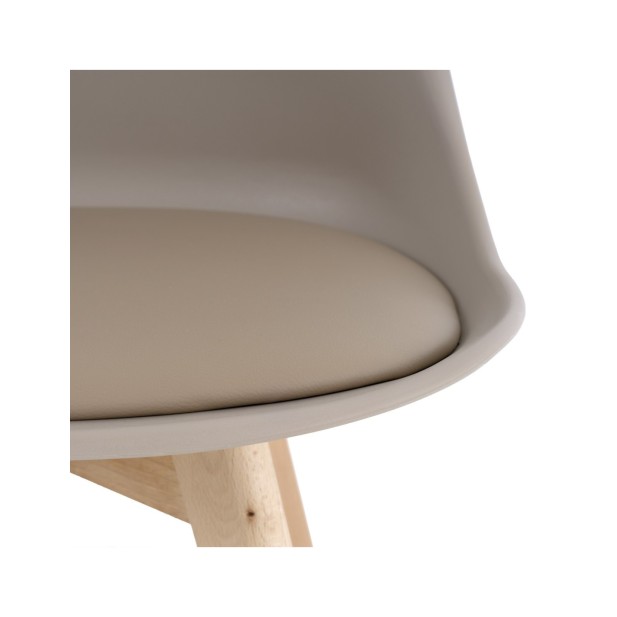 Silla RHINA, Plástico / Haya / Beige