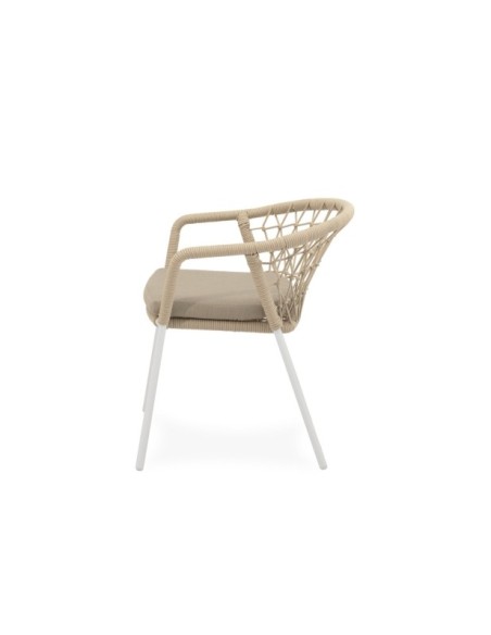 Silla Exterior OSMOND, Acero / Cuerda / Blanco