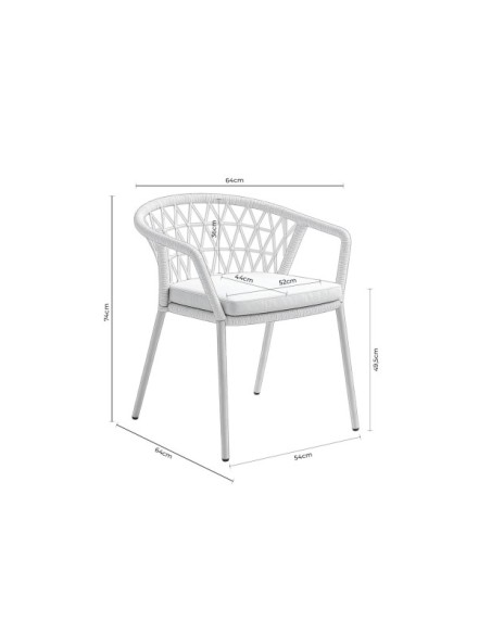 Silla Exterior OSMOND, Acero / Cuerda / Blanco