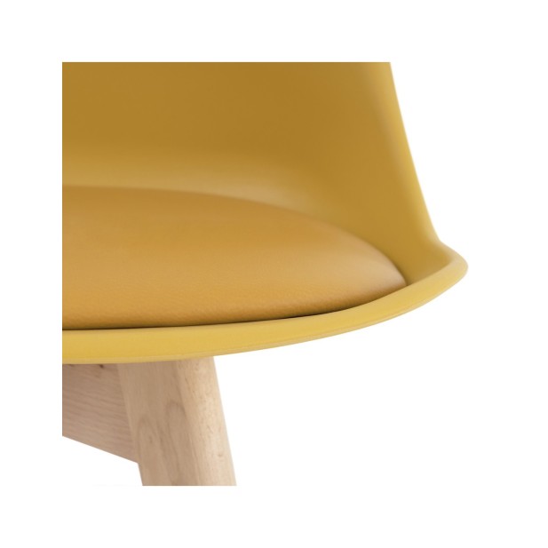 Silla RHINA, Plástico / Haya / Mostaza