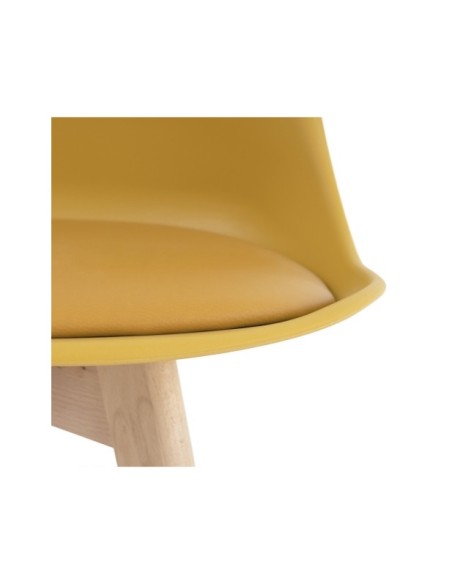 Silla RHINA, Plástico / Haya / Mostaza