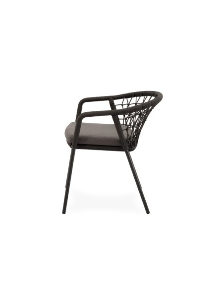 Silla Exterior OSMOND, Acero / Cuerda / Gris