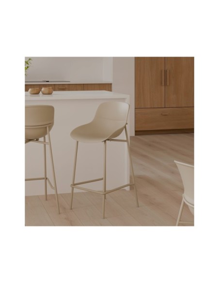 Taburete Alto BOE 66 cm, Plástico / Metal / Beige