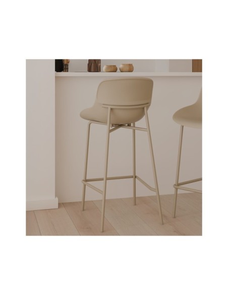 Taburete Alto BOE 66 cm, Plástico / Metal / Beige