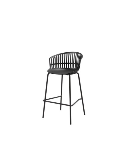 Taburete Alto OLIA 68 cm, Metal / Plástico / Negro