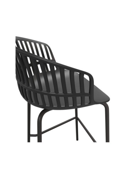 Taburete Alto OLIA 68 cm, Metal / Plástico / Negro