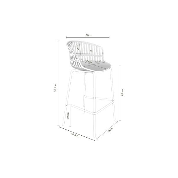 Taburete Alto OLIA 68 cm, Metal /...