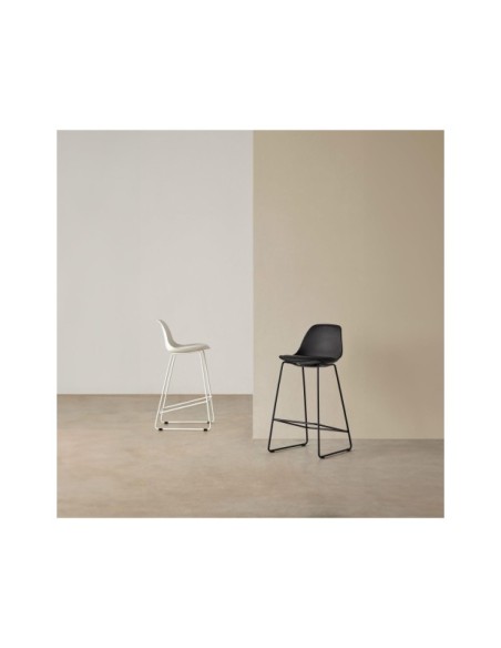 Taburete Alto JACOB 67 cm, Metal / Plástico / Blanco