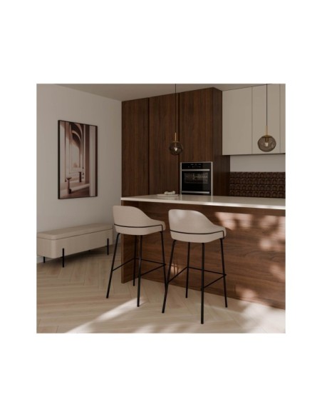 Taburete Alto ROBAG 77 cm, Textil / Metal / Contrachapado / Beige