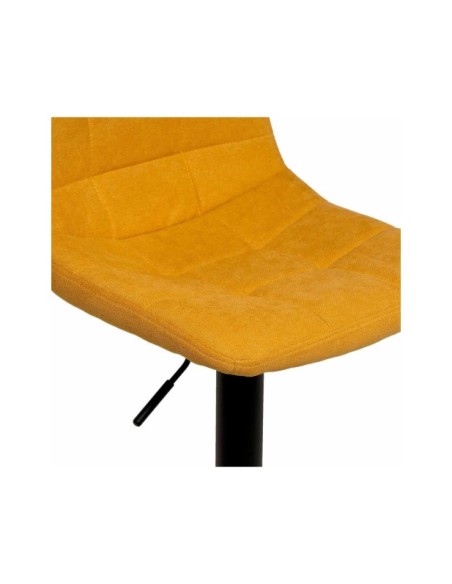 Taburete Alto Regulable RAYNE 60/82 cm, Textil / Metal / Contrachapado / Mostaza