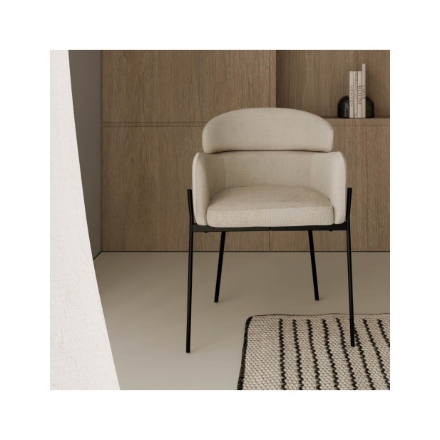 Silla SOLER, Textil / Metal / Beige