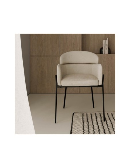 Silla SOLER, Textil / Metal / Beige