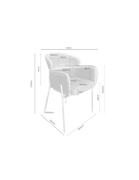 Silla SOLER, Textil / Metal / Beige