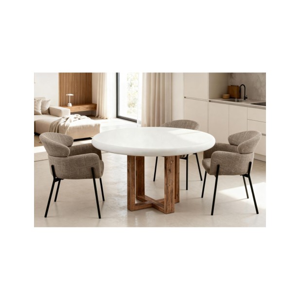 Silla SOLER, Textil / Metal / Taupe