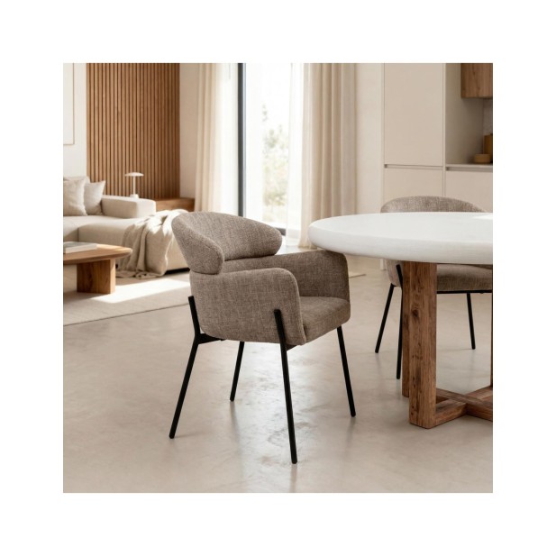 Silla SOLER, Textil / Metal / Taupe