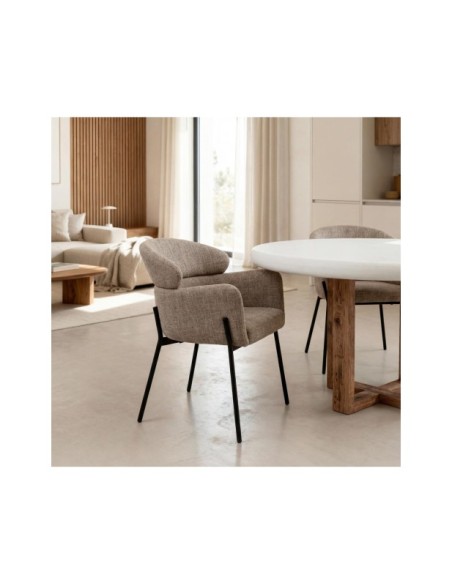 Silla SOLER, Textil / Metal / Taupe