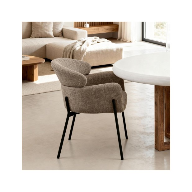 Silla SOLER, Textil / Metal / Taupe