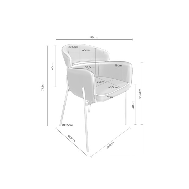 Silla SOLER, Textil / Metal / Taupe