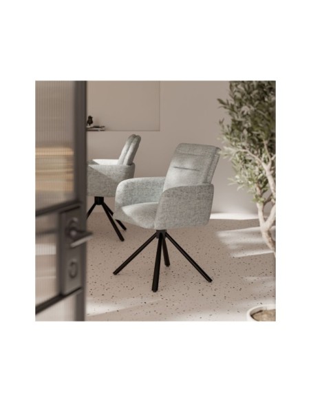Silla Giratoria LOMAX, Textil / Metal / Gris Claro