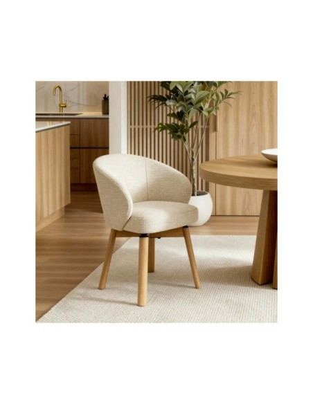Silla Giratoria NOREL, Textil / Haya / Beige