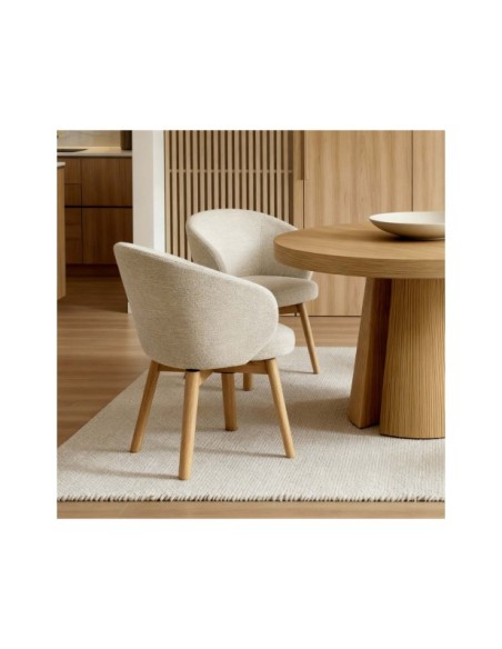 Silla Giratoria NOREL, Textil / Haya / Beige