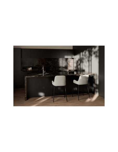 Taburete Alto AVA 66 cm, Textil / Metal / Gris Claro