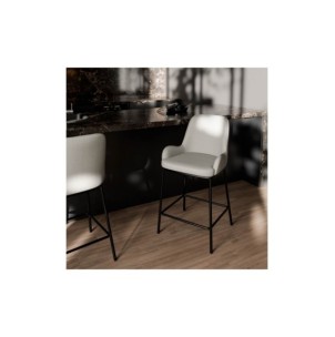 Taburete Alto AVA 66 cm, Textil / Metal / Gris Claro