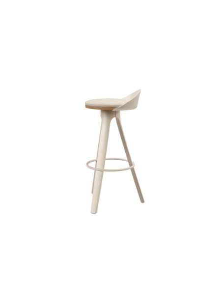 Taburete Alto DENISE 68 cm, Metal / Plástico / Chapa de Madera / Beige