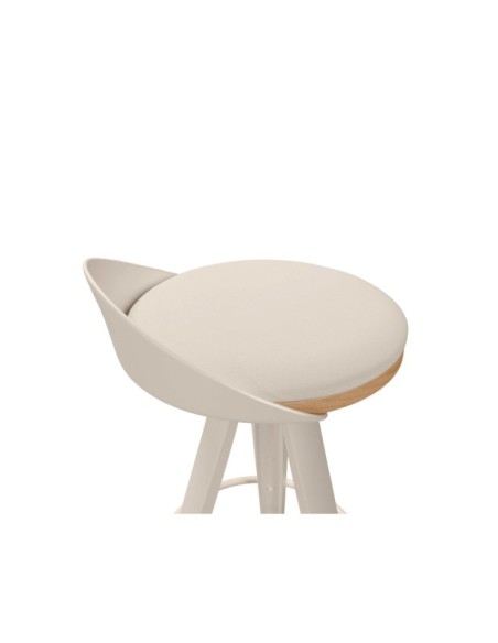 Taburete Alto DENISE 68 cm, Metal / Plástico / Chapa de Madera / Beige