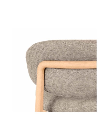 Taburete Alto DREA 66 cm, Textil / Madera Hevea / Taupe