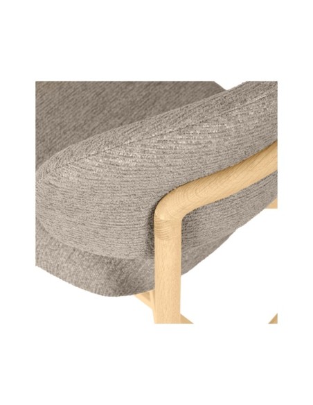 Taburete Alto DREA 66 cm, Textil / Madera Hevea / Taupe