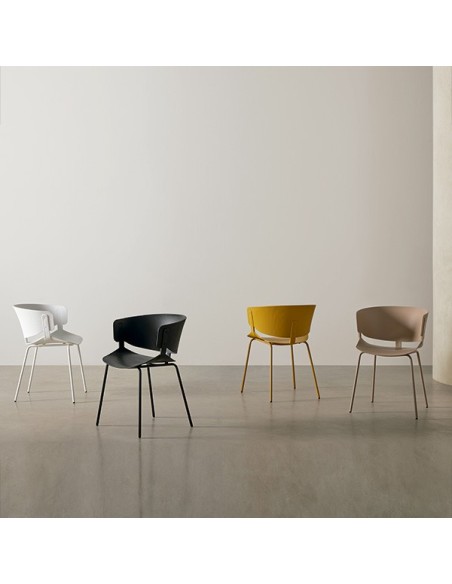 Silla JUNO, Plástico / Metal / Mostaza