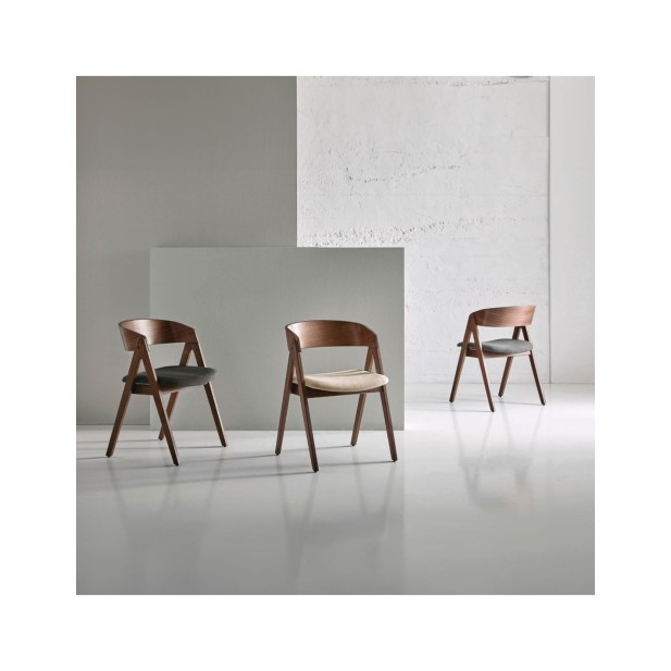 Silla RINA, Textil / Chapa de Nogal /...