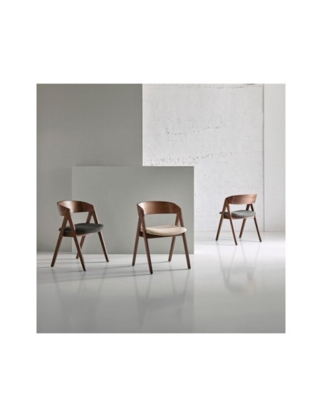 Silla RINA, Textil / Chapa de Nogal / Nogal / Gris Oscuro