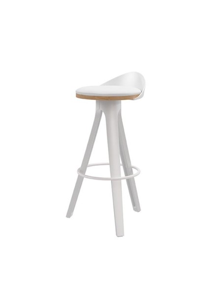 Taburete Alto DENISE 68 cm, Metal / Plástico / Blanco