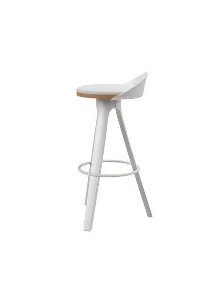 Taburete Alto DENISE 68 cm, Metal / Plástico / Blanco