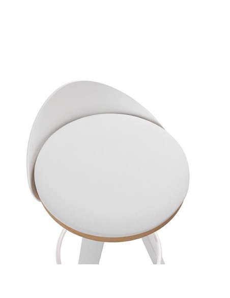 Taburete Alto DENISE 68 cm, Metal / Plástico / Blanco