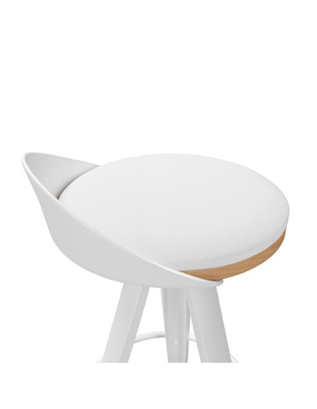 Taburete Alto DENISE 68 cm, Metal / Plástico / Blanco